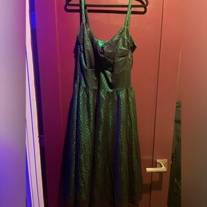 Stop Staring black and emerald wicked inspired swing dress size 16 pinup